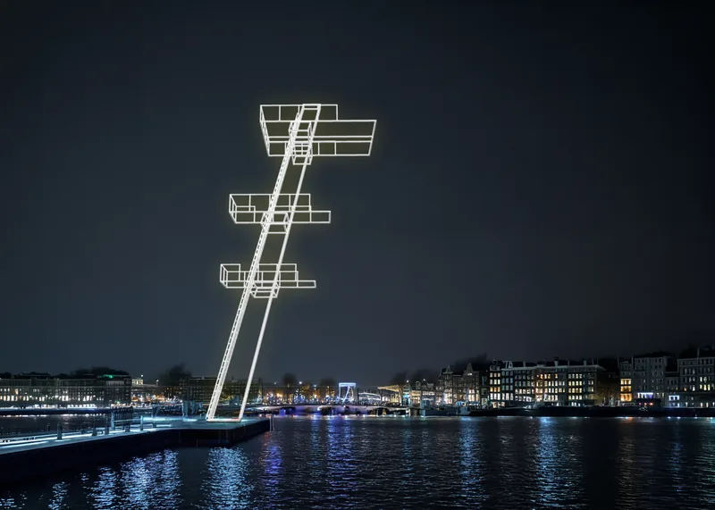 The Leap van Atelier Haute Cuisine, lichtkunstwerk tijdens Amsterdam Light Festival editie 15